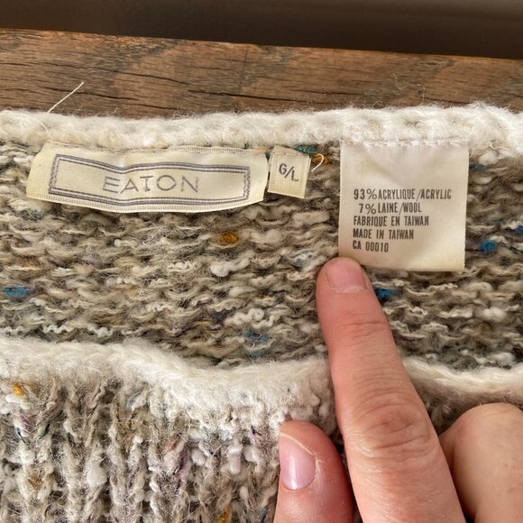 Vintage Eaton Sweater - Multi flecked colour - Size Large - Picture 8 of 11